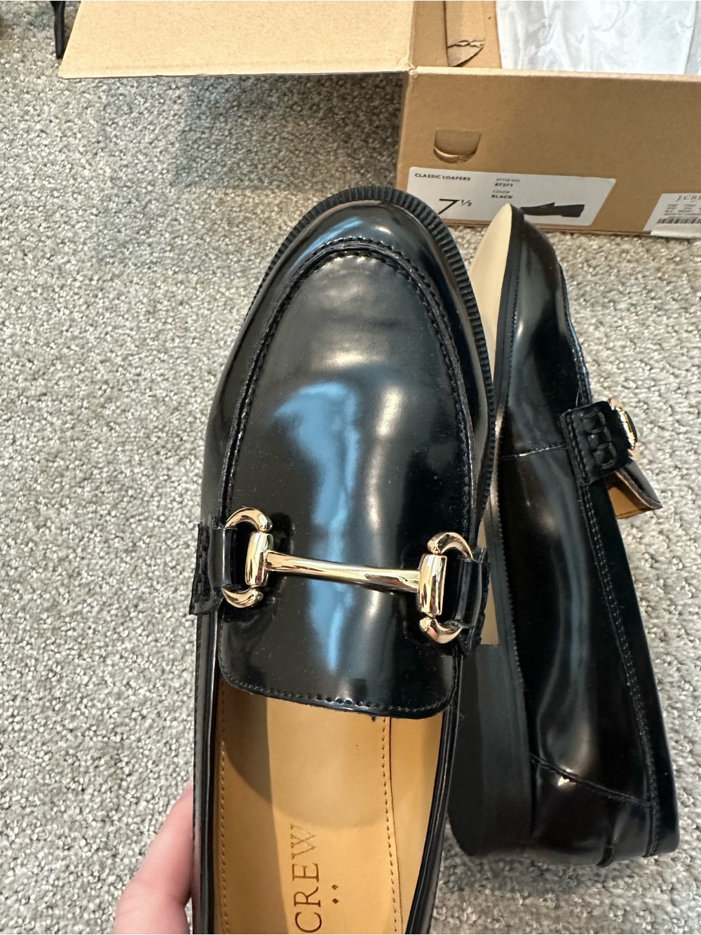 J. Crew Black Patent Leather Loafers with Gold Horsebit - Picture 6 of 6